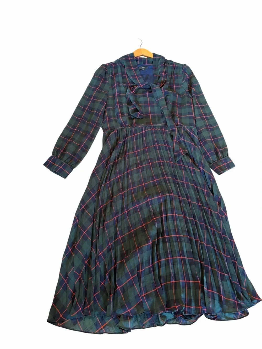 J. Crew Pleated A-line Dress in Black Watch Tartan 12 - Picture 6 of 10